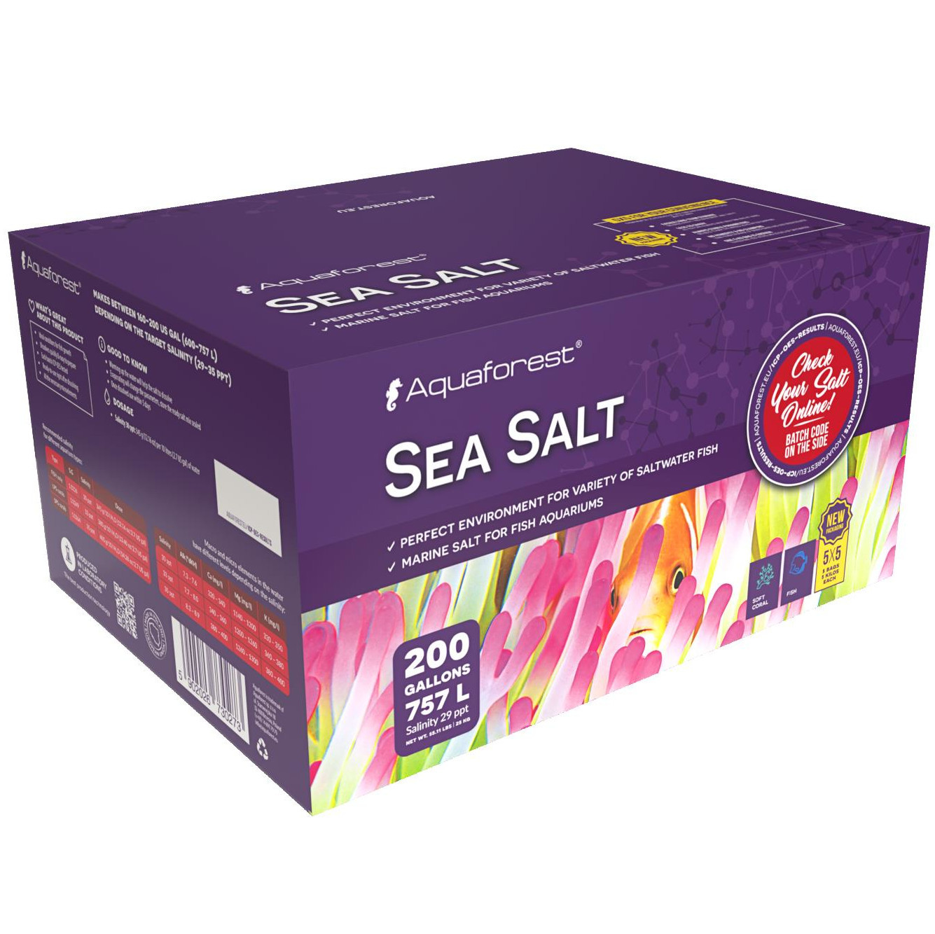 Aquaforest Sea Salt 25kg - BOX 5x5kg Sól + gratisy