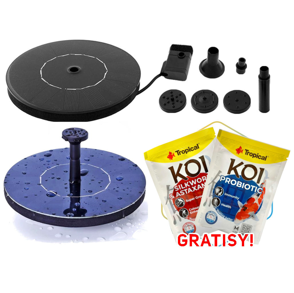 Solarna fontanna pływająca 190l/h do oczka 6 dysz + gratisy