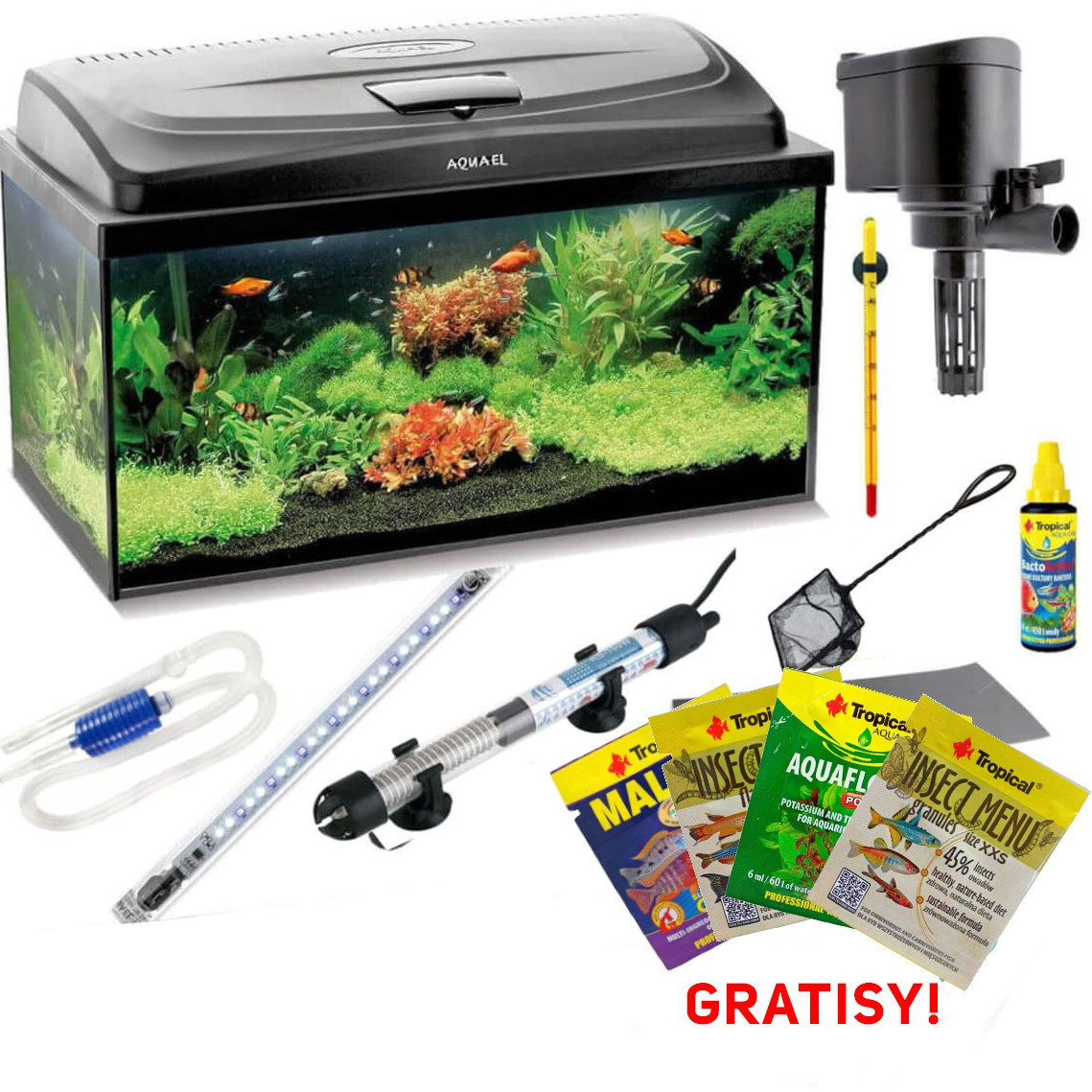 Akwarium 112l LED D&N proste + full wyposażenie - TrzmieLove V4