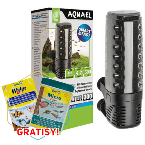 Aquael ASAP 300 Filtr wewnętrzny - akwarium do 100L + gratisy