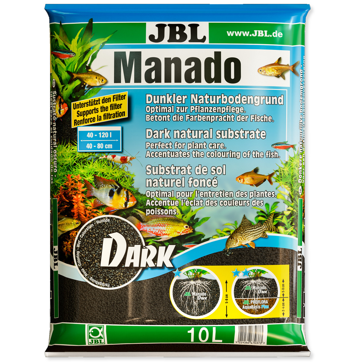 JBL Manado Dark 10L - Ciemne podłoże do akwarium