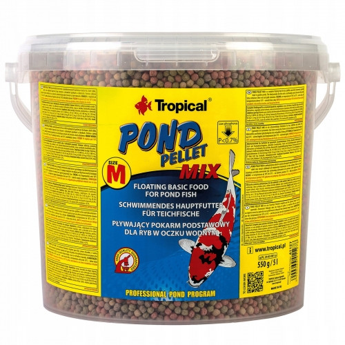 TROPICAL POND PELLET MIX M 5L - 550G POKARM DLA RYB