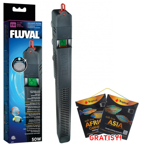 Fluval E50 grzałka z termostatem 50W do akwarium + gratisy