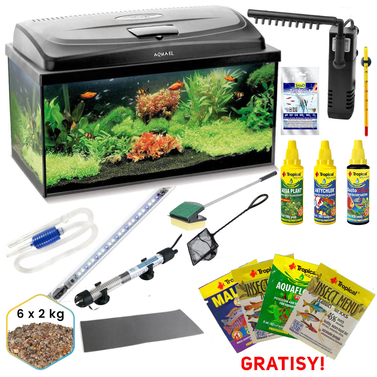 Akwarium 80 LED D&N profil 102L + wyposażenie kompletne - V6 + gratisy