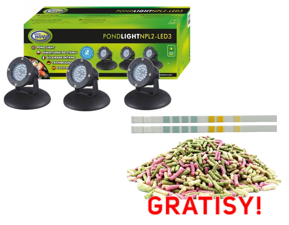 Aqua Nova NPL2-LED3 Oświetlenie LED 3szt do oczka + czujnik zmierzchu + gratisy