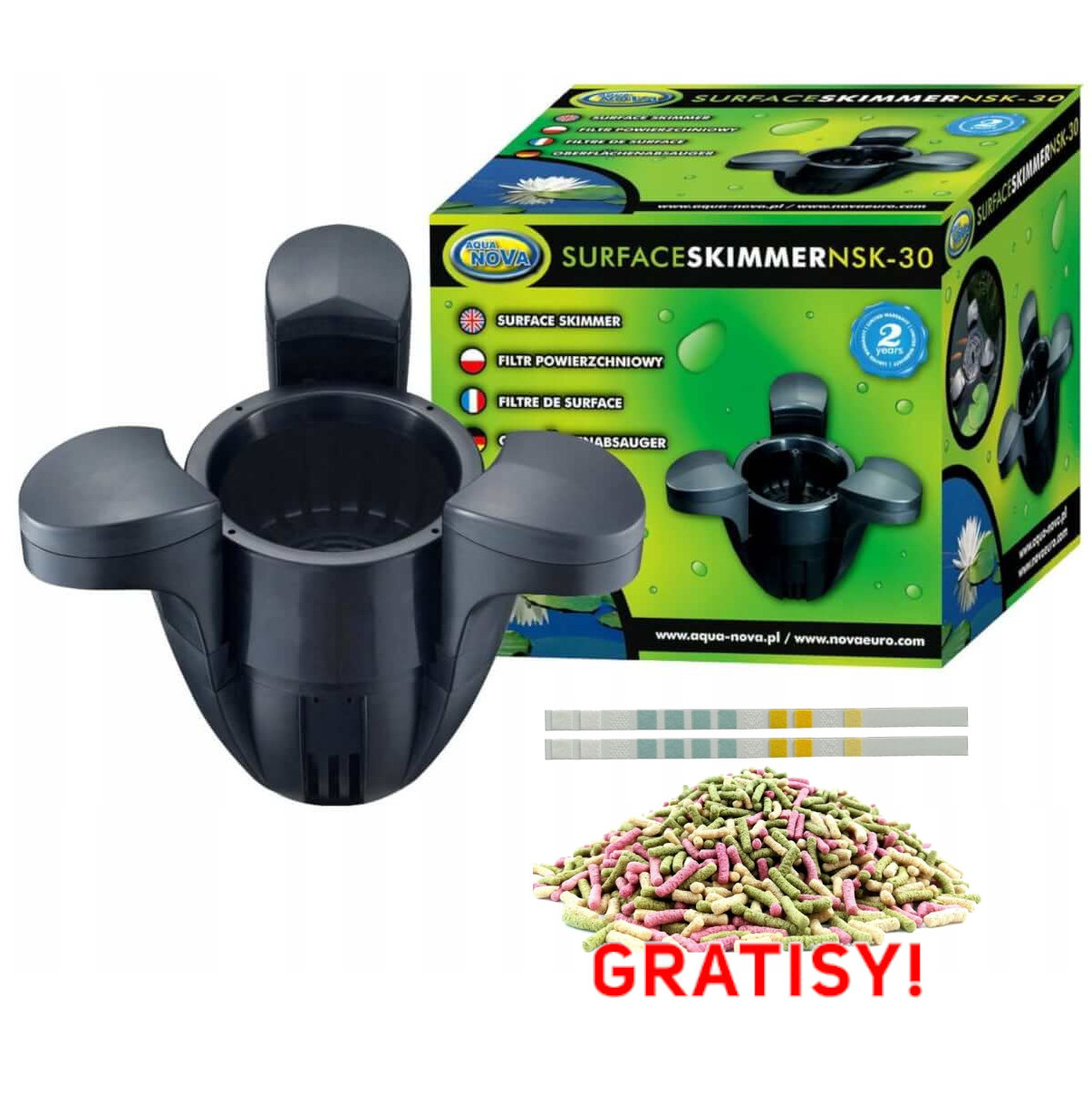 Aqua Nova NSK-30 Filtr skimmer z pompą + gratisy
