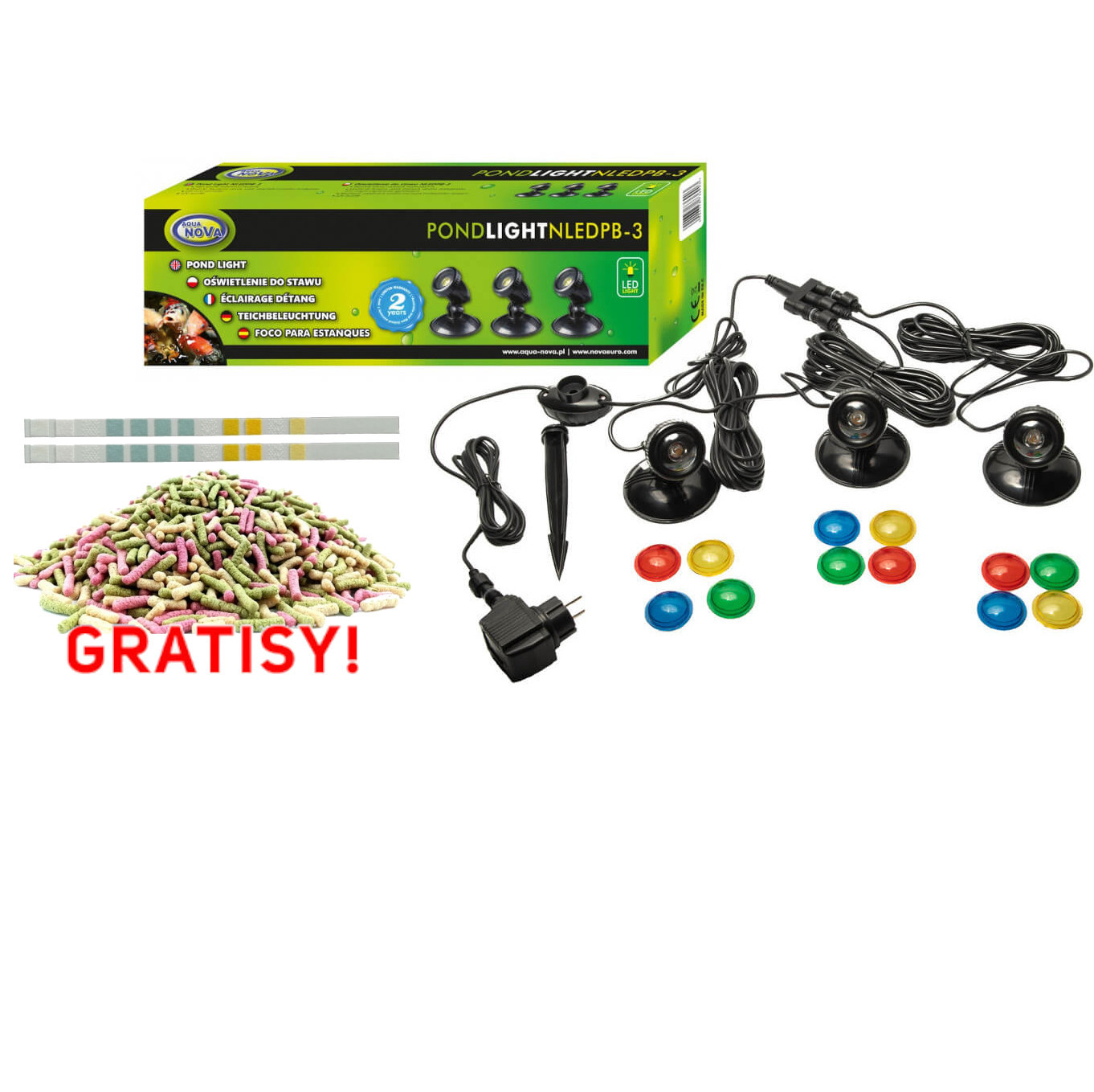 Aqua Nova NLED-PB3 Oświetlenie LED 3szt. do oczka wodnego + gratisy