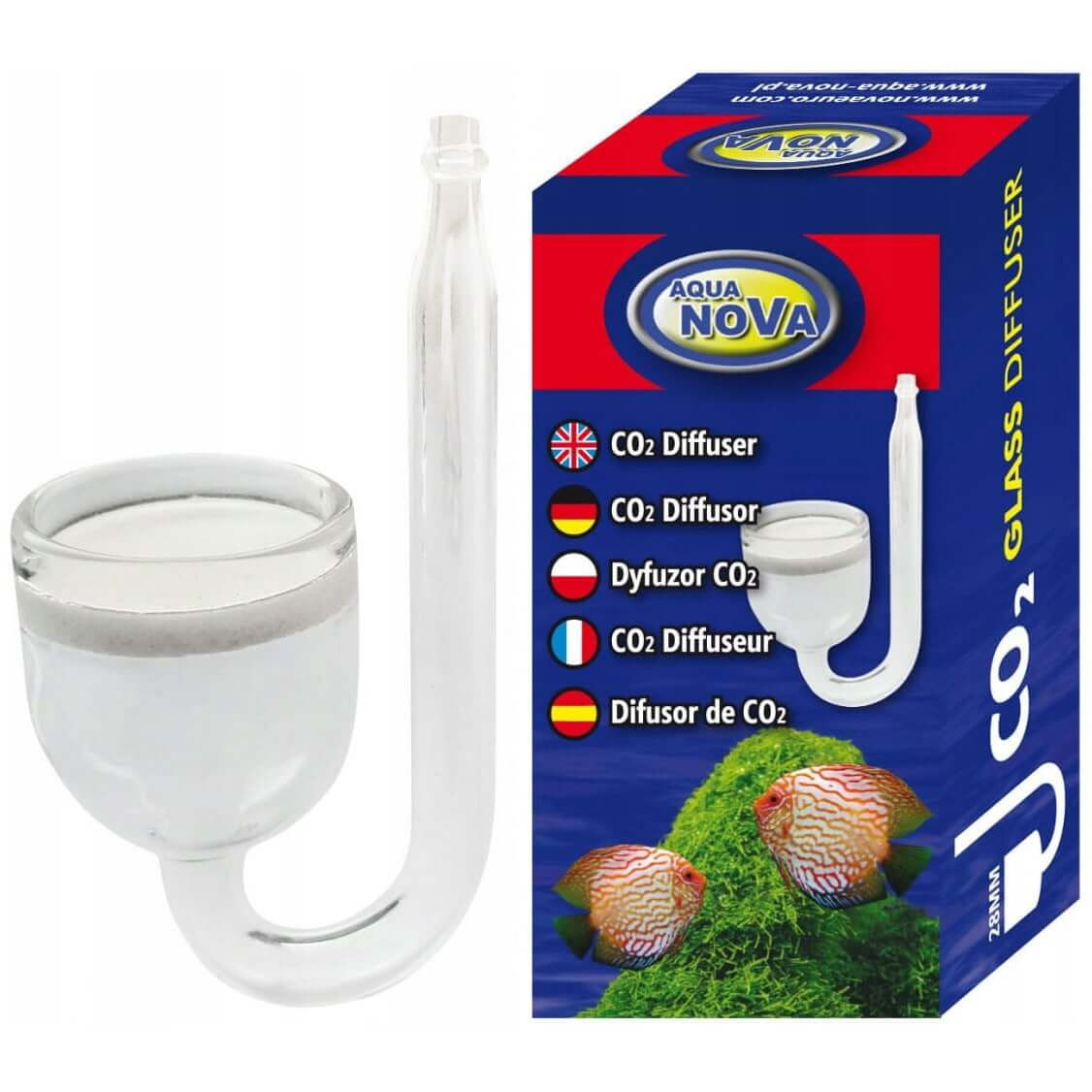AQUA NOVA SZKLANY DYFUZOR CO2 SPIEK 28MM