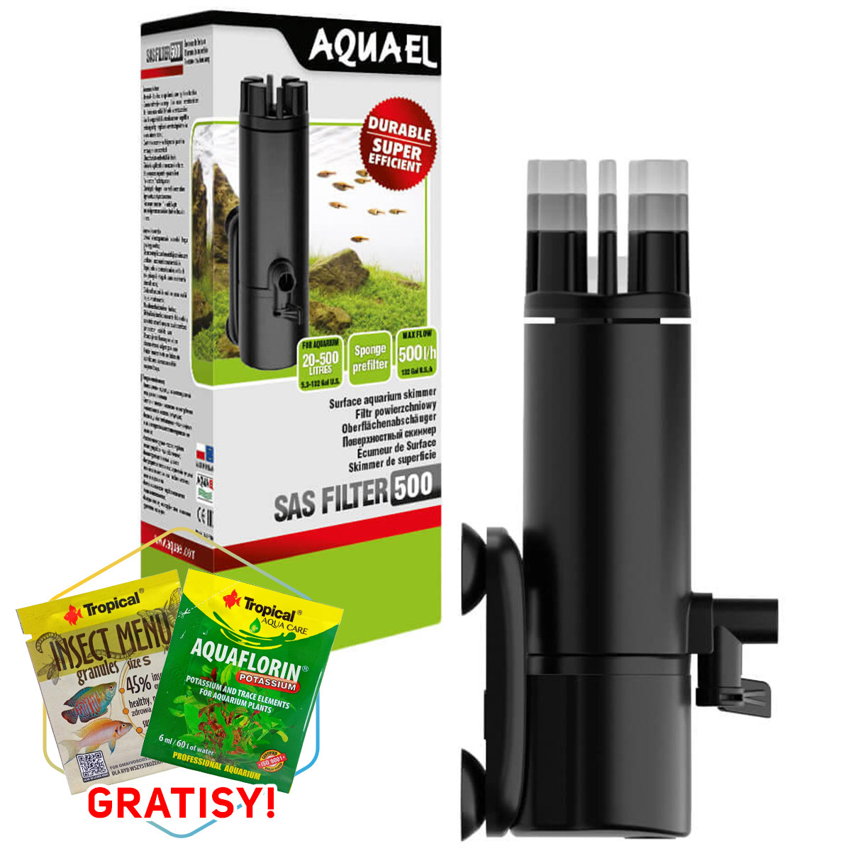 Aquael SAS Filter 500 Filtr powierzchniowy skimmer 500l/h