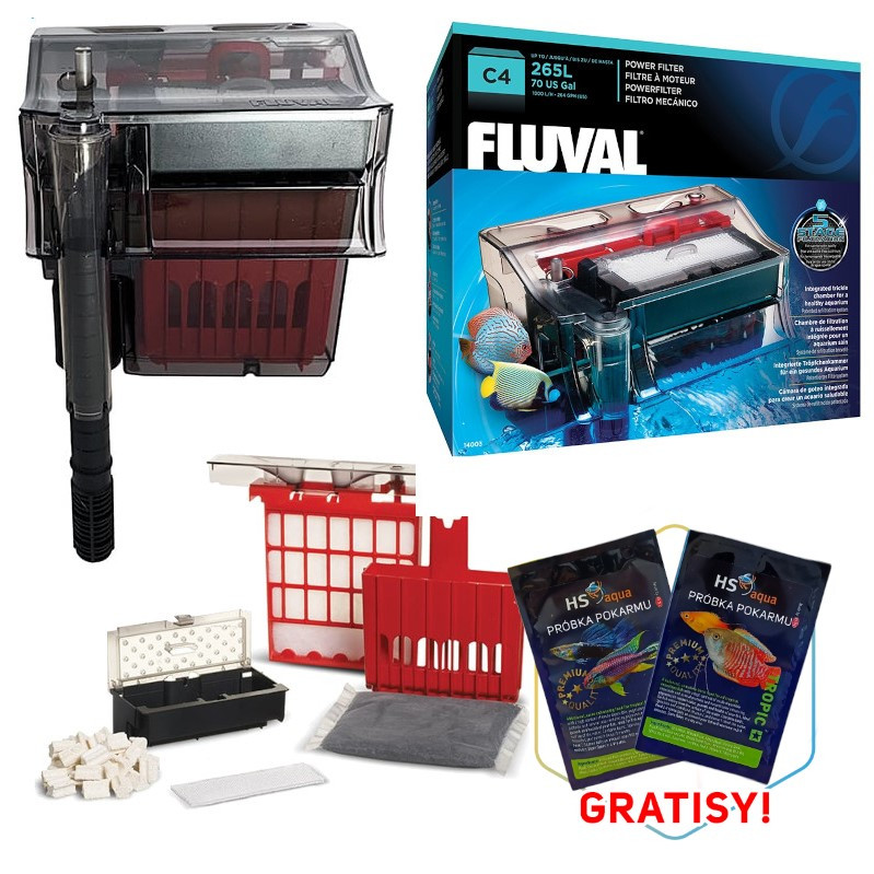 Fluval C4 Filtr kaskadowy 900l/h akwarium do 265L + gratisy