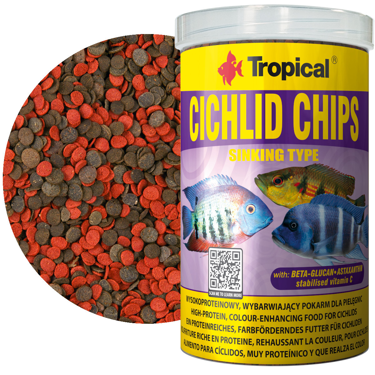 Tropical Cichlid Chips 1000ml - 520 g Pokarm dla pielęgnic