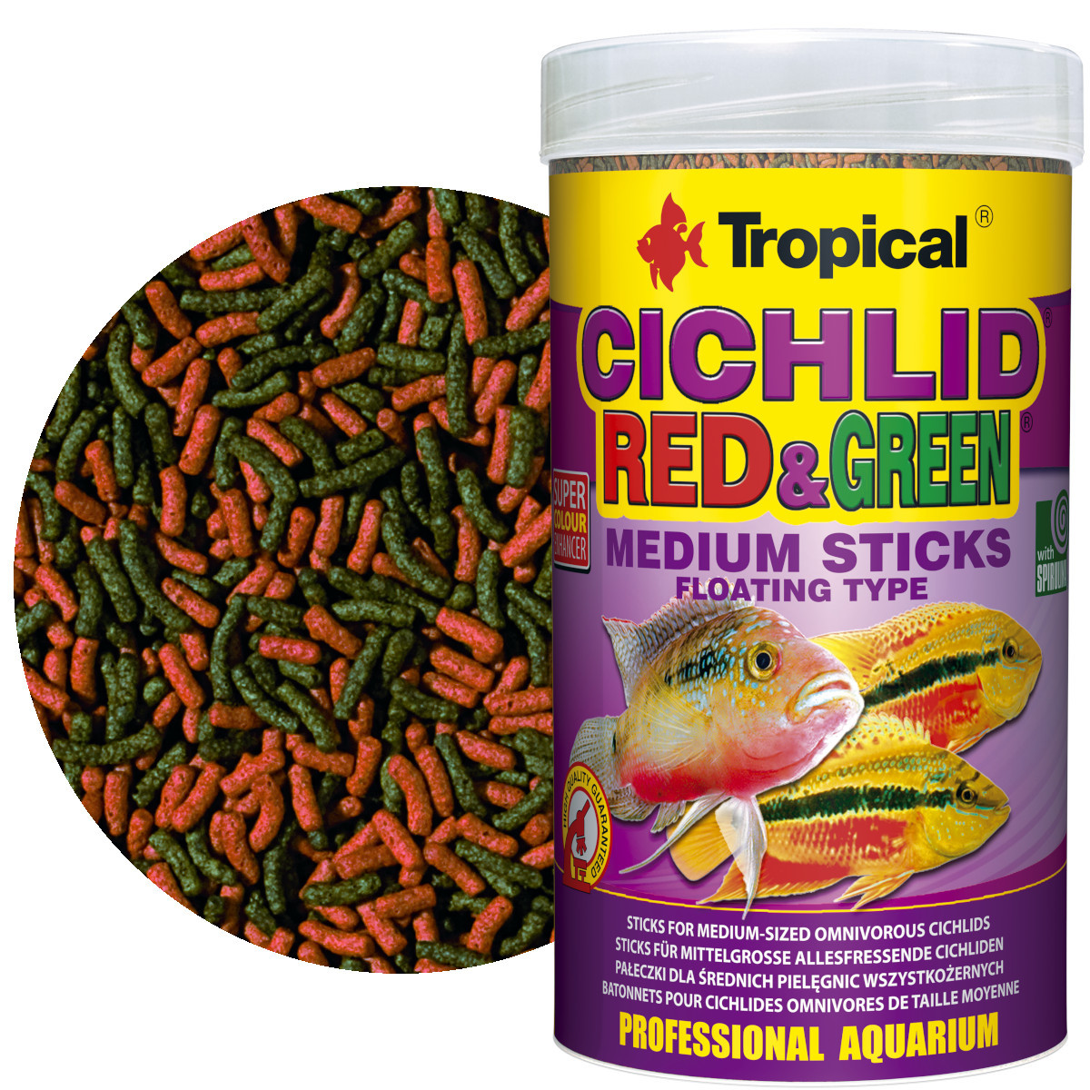 Tropical Cichlid Red&Green Medium Sticks 250ml Pokarm dla pielęgnic