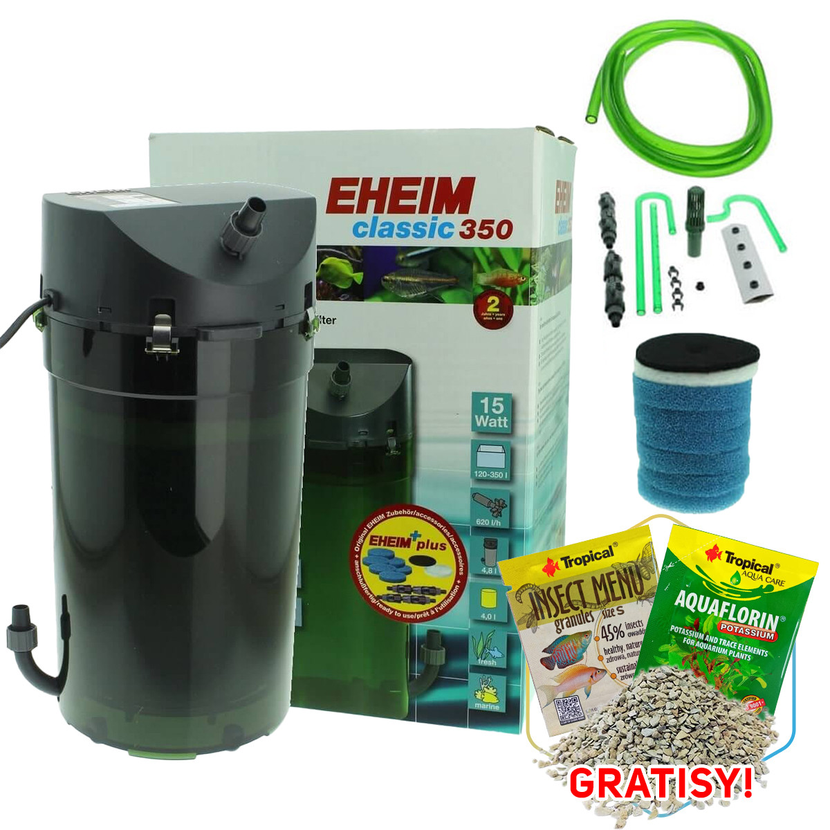Eheim Classic 2215+ filtr zewnętrzny do 350l wkłady + zawory + gratisy