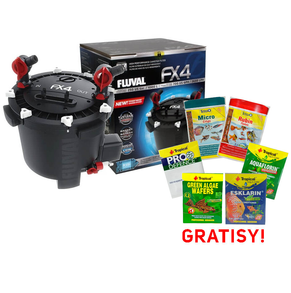 Fluval FX-4 filtr zewnętrzny do akwarium 1000l + wkłady + gratisy