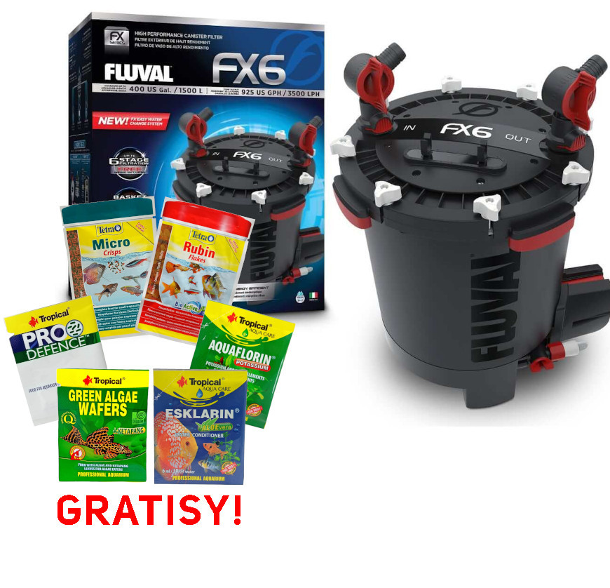 Fluval FX-6 filtr zewnętrzny kubełkowy do 1500l + gratisy