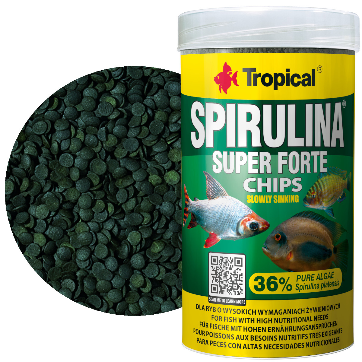 Tropical Super Spirulina Forte Chips 250ml Pokarm dla ryb
