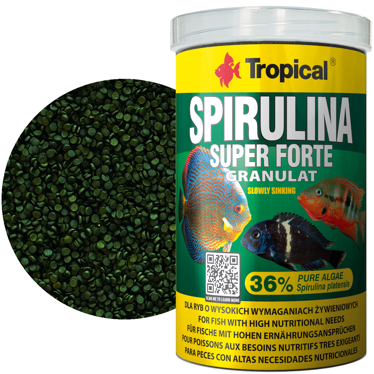 Tropical Super Spirulina Forte Granulat 1000ml Pokarm dla ryb