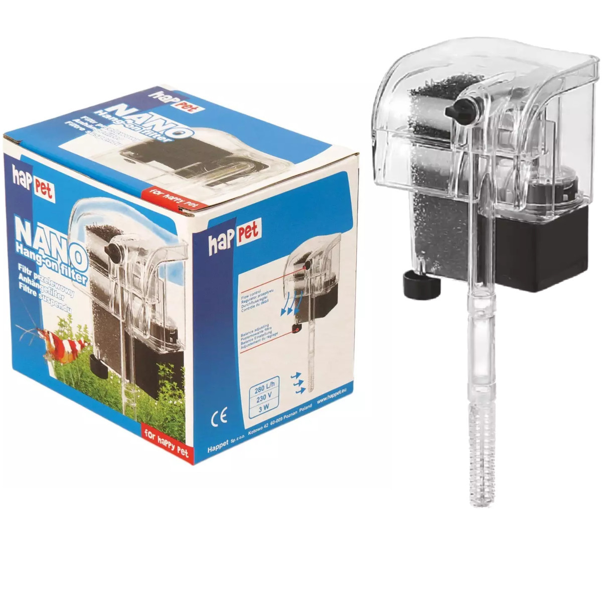 Happet Nano Filtr kaskadowy do akwarium 280l/h 3W