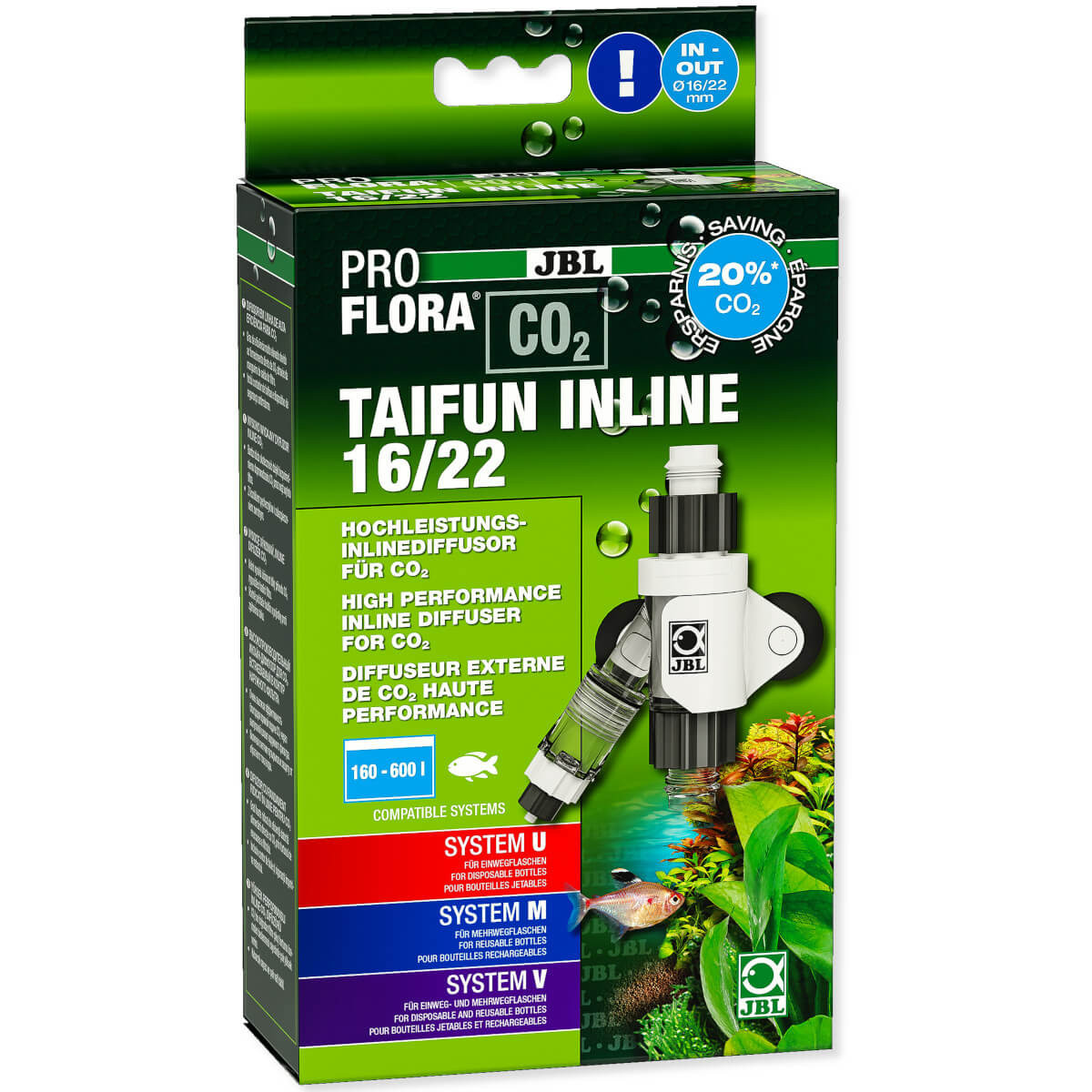 JBL ProFlora CO2 Taifun Inline Reaktor dyfuzor do CO2 na wąż 19/25mm