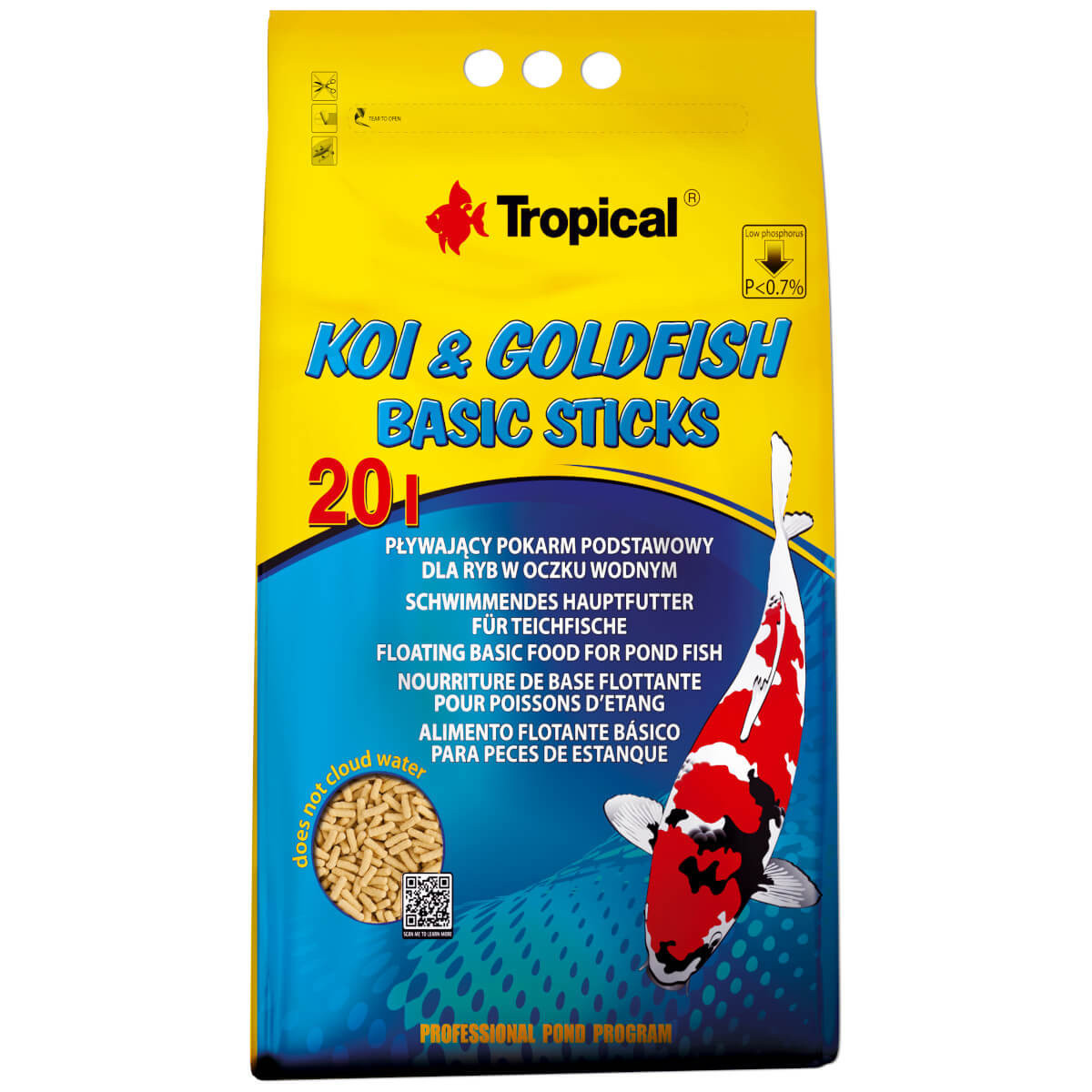 Tropical Koi&Goldfish Basic Sticks 20L - 1,6kg Pokarm dla karpi Koi