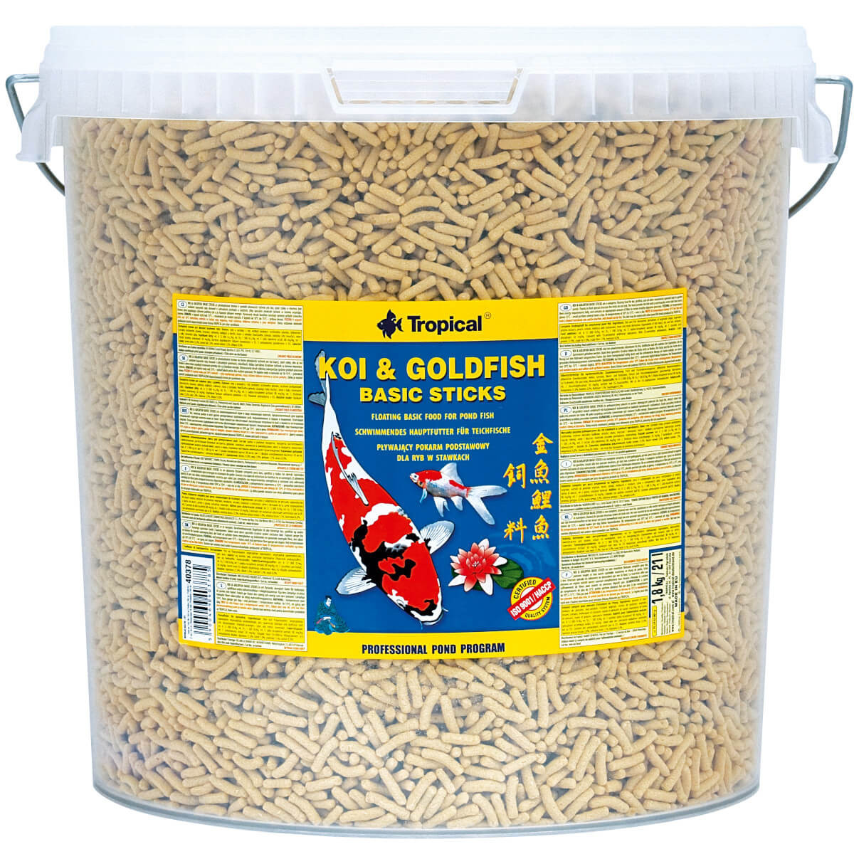 Tropical Koi&Goldfish Basic Sticks 21L - 1,6kg Pokarm dla karpi Koi