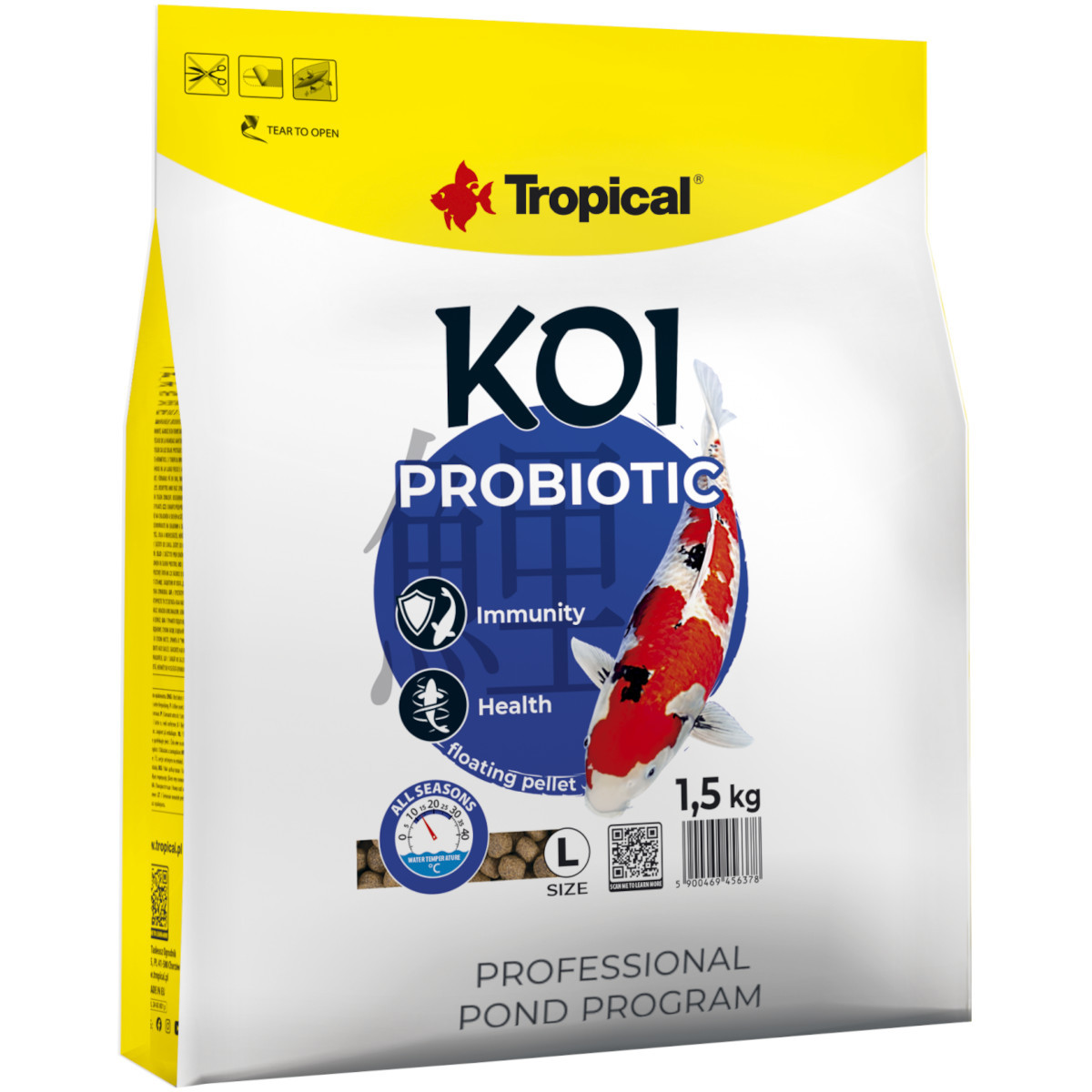 Tropical Koi Probiotic Pellet L 5L / 1,5kg Pokarm probiotyczny dla karpi koi