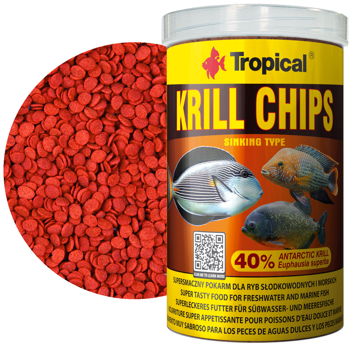 Tropical Krill Chips 1000ml - 500g Pokarm dla ryb z krylem