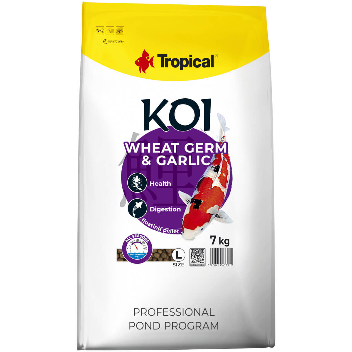 Tropical Koi Wheat Germ&Garlic Pellet L 7kg Pokarm dla ryb