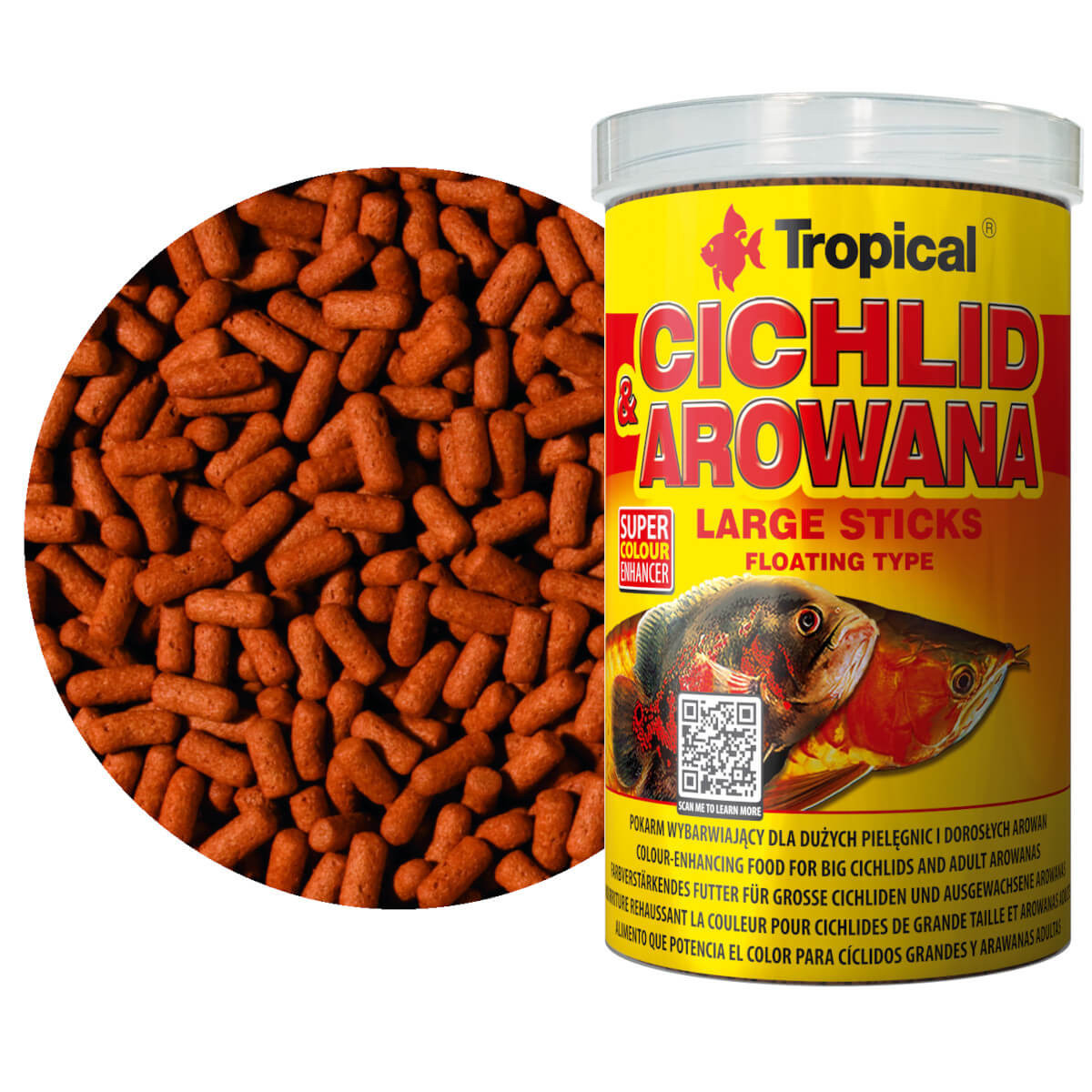 Tropical Cichlid&Arowana Large Sticks 1000ml - 300g Pokarm dla ryb