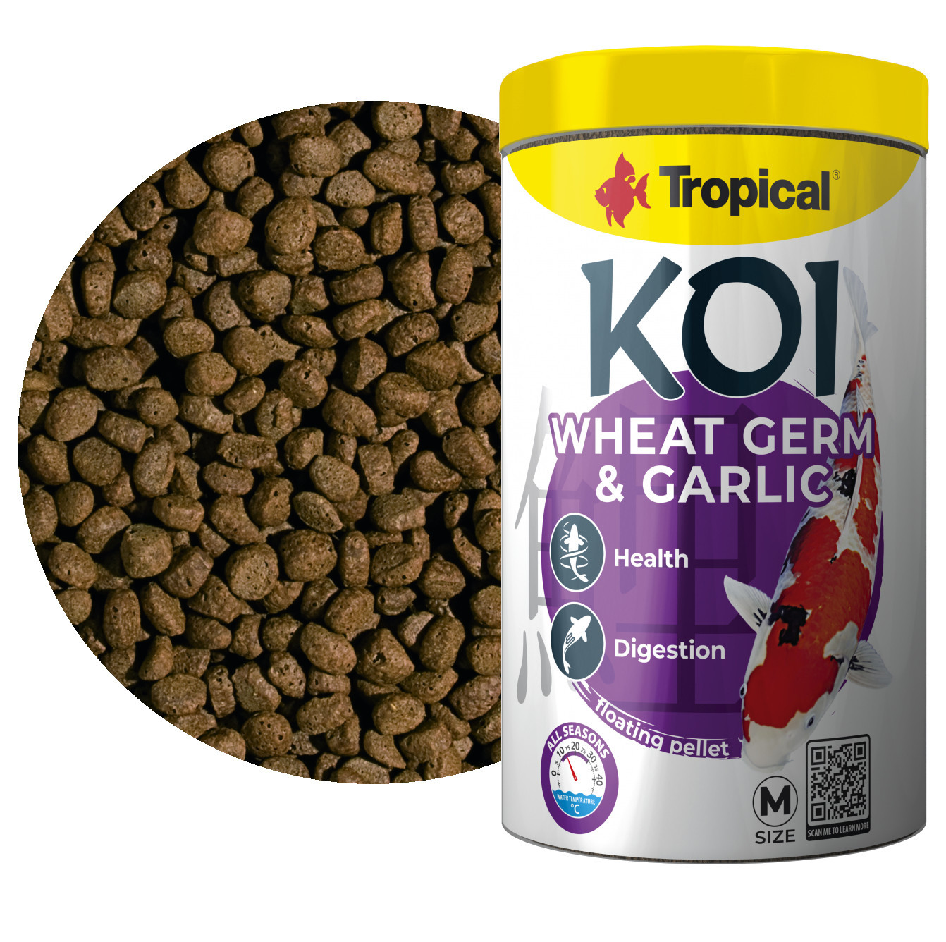 Tropical Koi Wheat Germ&Garlic Pellet M 1000ml - 320g Pokarm dla ryb