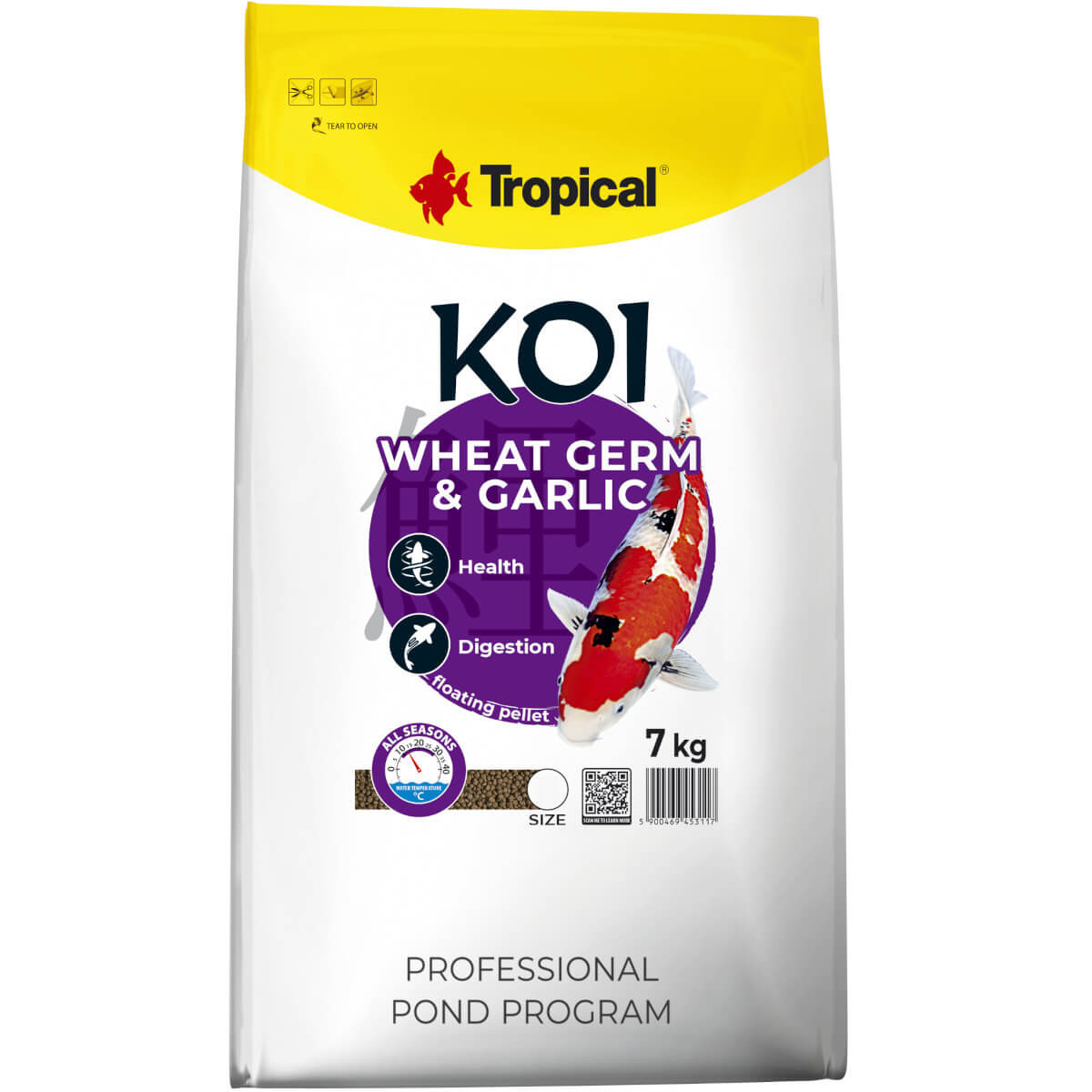 Tropical Koi Wheat Germ&Garlic Pellet M 7kg Pokarm dla ryb
