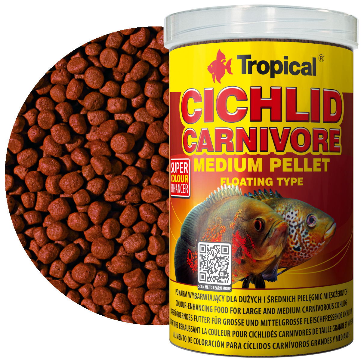 Tropical Cichlid Carnivore Medium Pellet 1000ml - 360g Pokarm dla pielęgnic