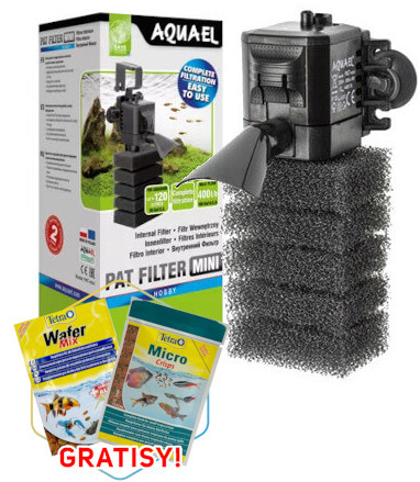 Aquael Pat Mini Filtr wewnętrzny do akwarium 120L + gratisy