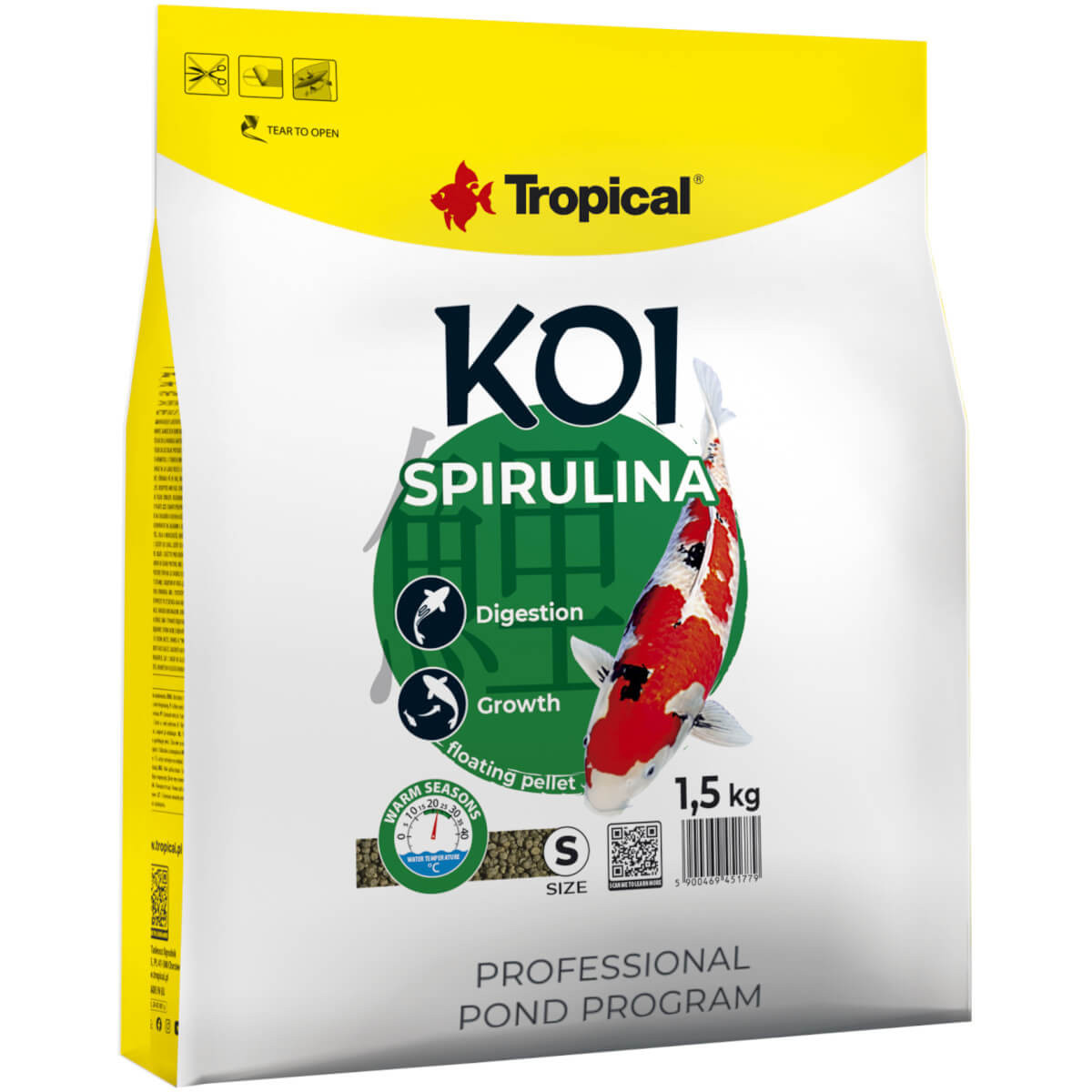Tropical Koi Spirulina Pellet S 5L / 1,5kg Pokarm dla ryb
