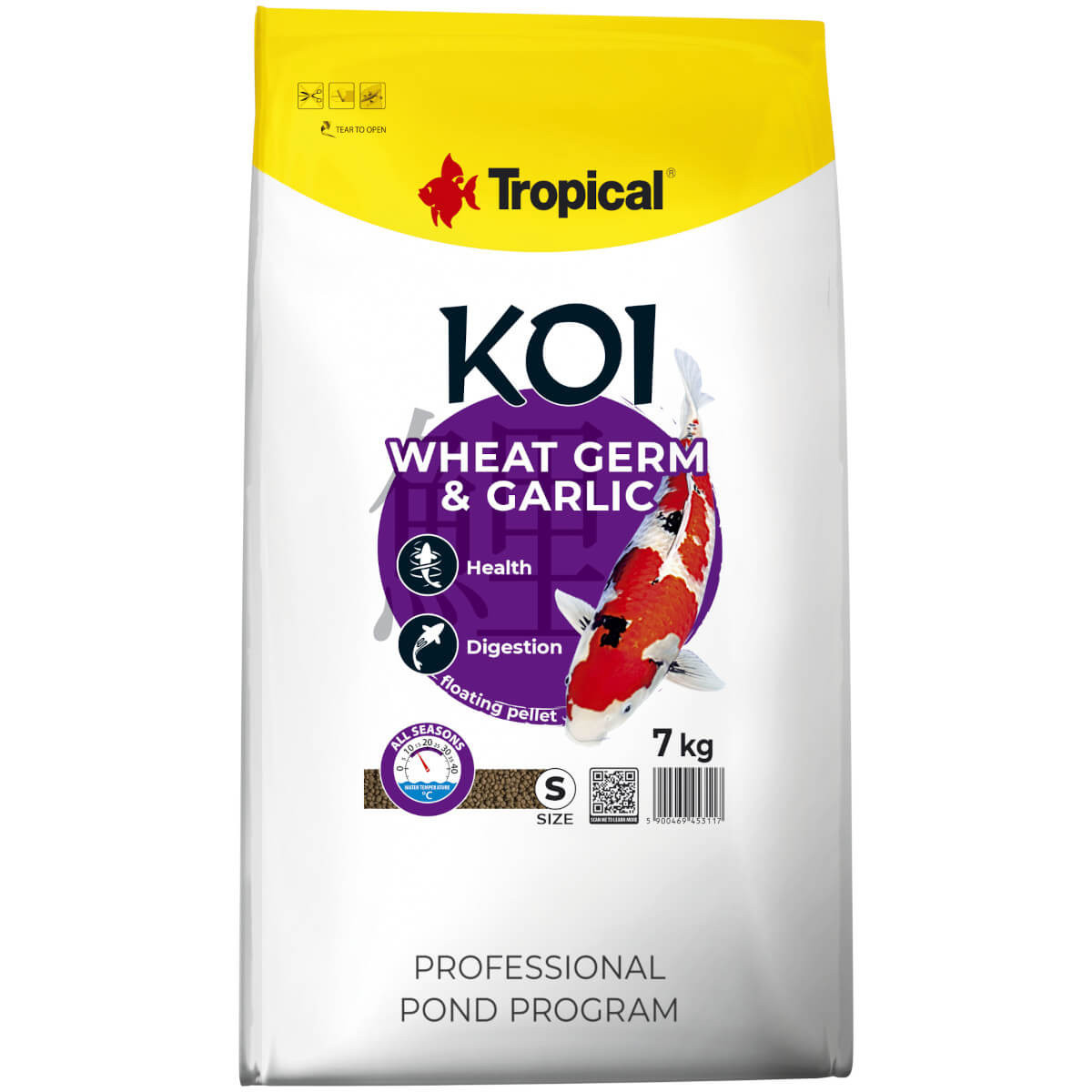Tropical Koi Wheat Germ&Garlic Pellet S 7kg Pokarm dla ryb