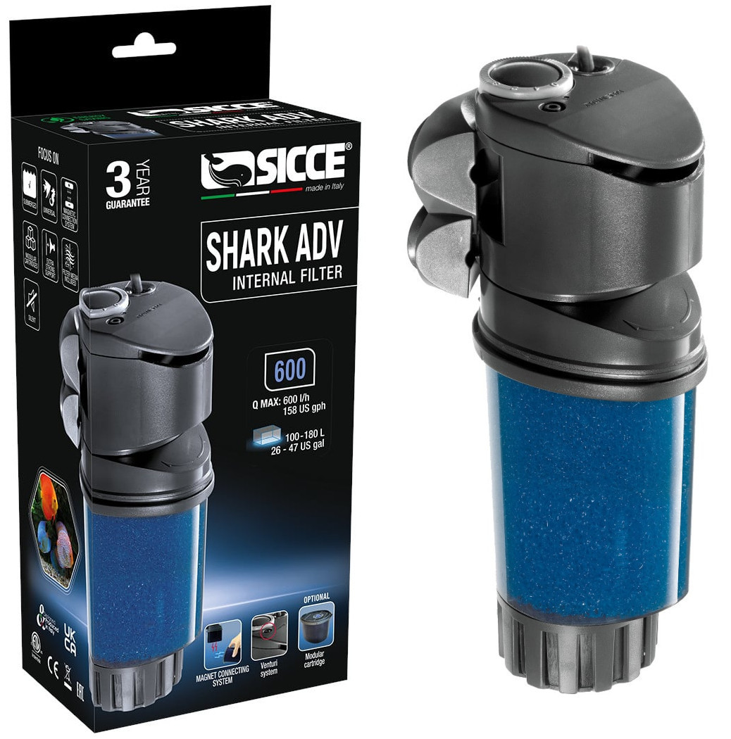 Sicce Shark ADV 600 - Filtr wewnętrzny do akwarium 100-180L