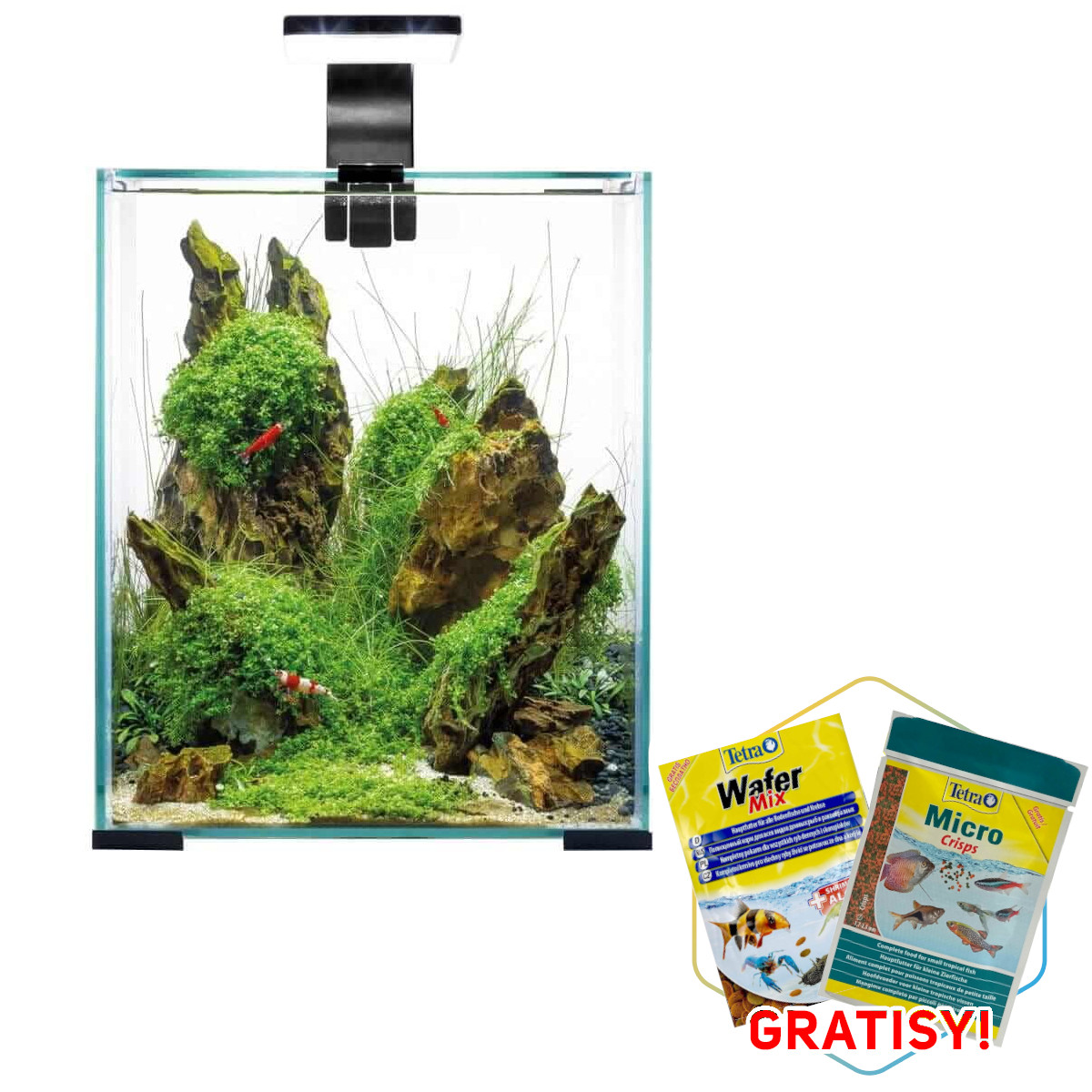 Aquael Shrimp Set Day&Night 20 czarny LED zestaw akwarium + gratisy