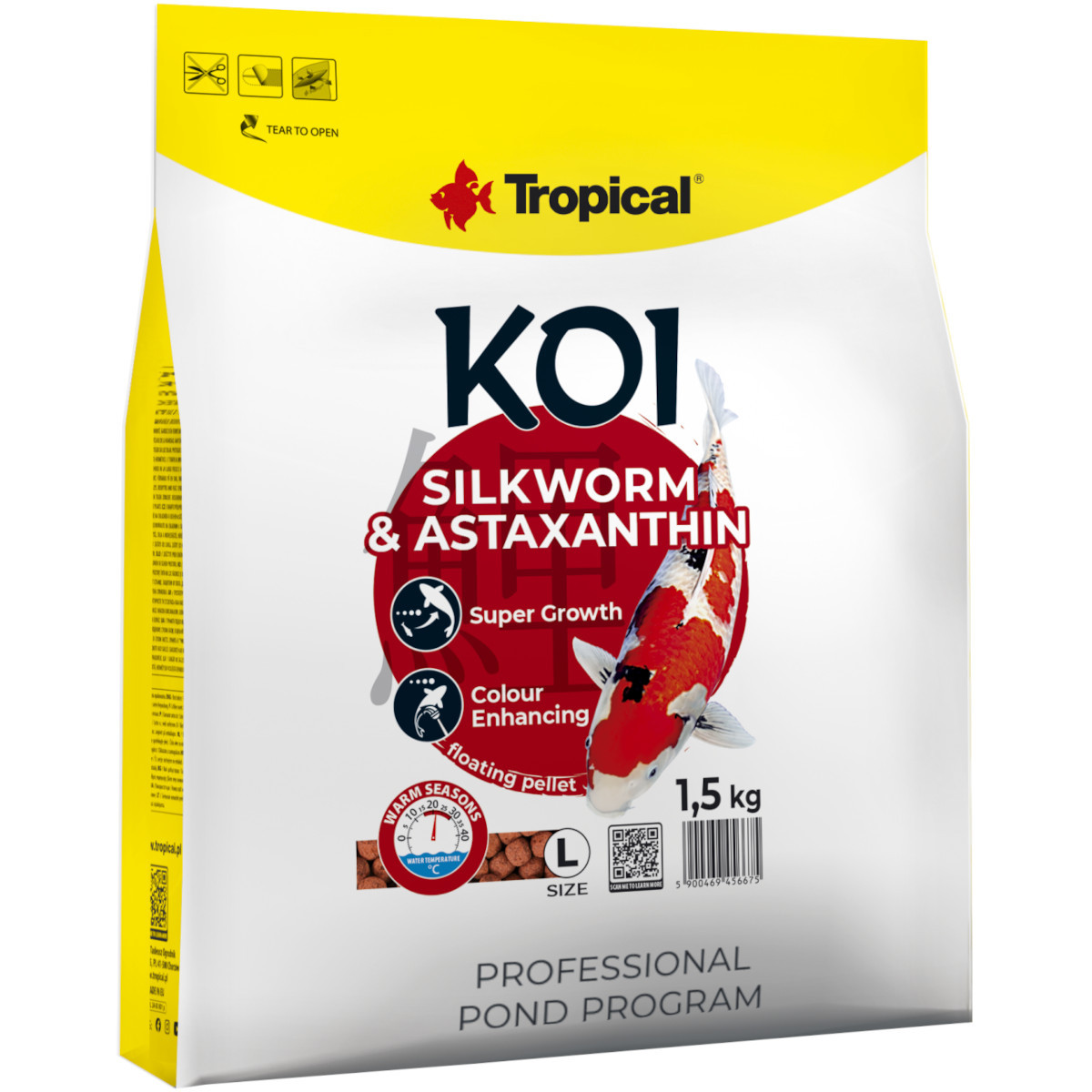 Tropical Koi Silkworm&Astaxanthin L 5L / 1,5kg Pokarm dla karpi Koi