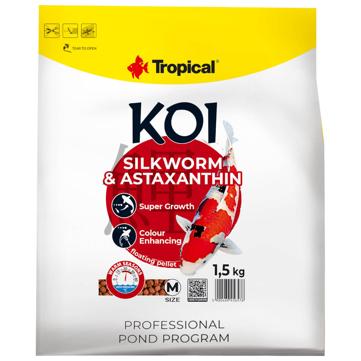 Tropical Koi Silkworm&Astaxanthin M 5L - 1,5kg Pokarm dla karpi Koi