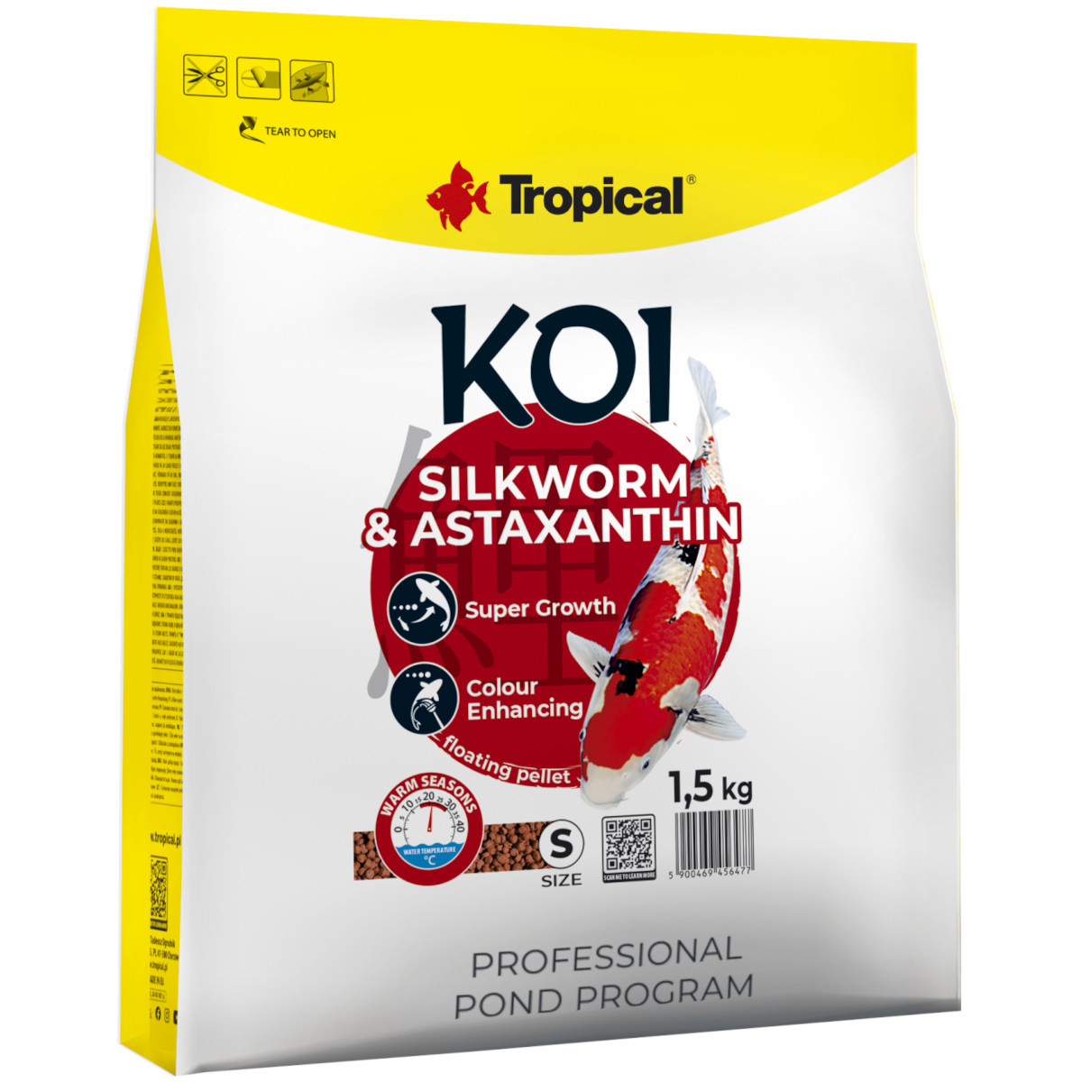 Tropical Koi Silkworm&Astaxanthin S 5L / 1,5kg Pokarm dla karpi Koi