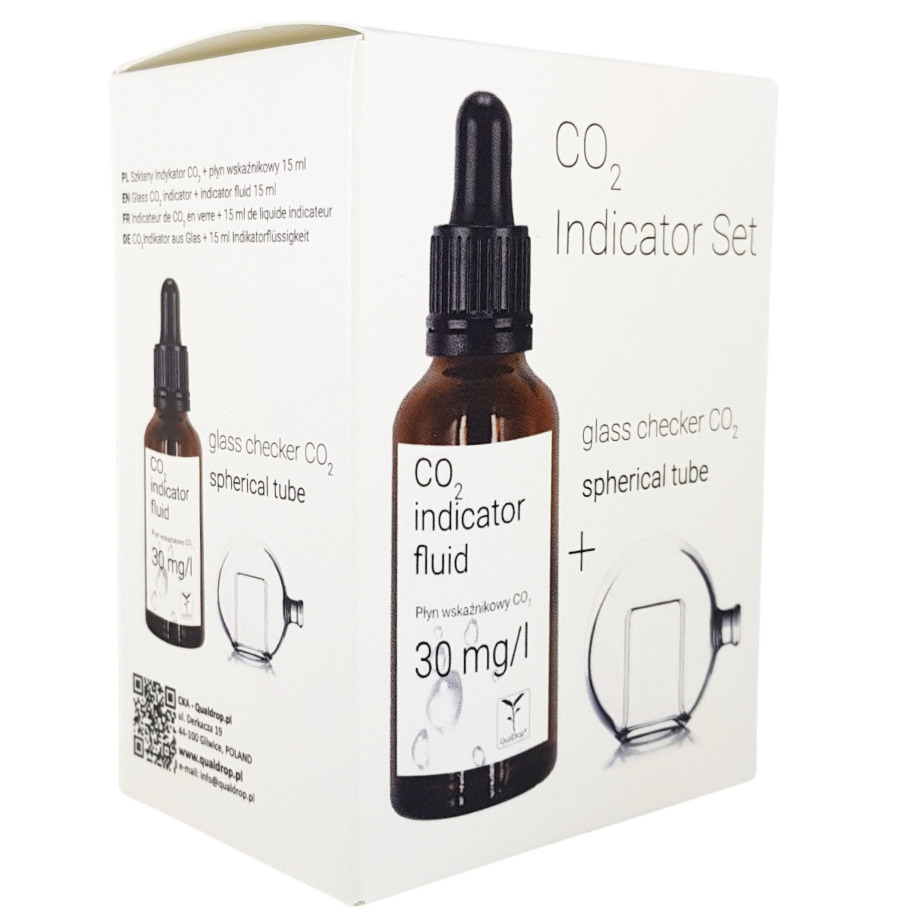 Qualdrop CO2 Indicator Set - Indykator CO2 Spherical + płyn wskaźnikowy 15ml