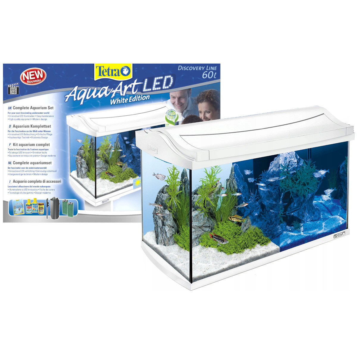 Tetra AquaArt Set 60L biały - Zestaw akwarium LED D&N