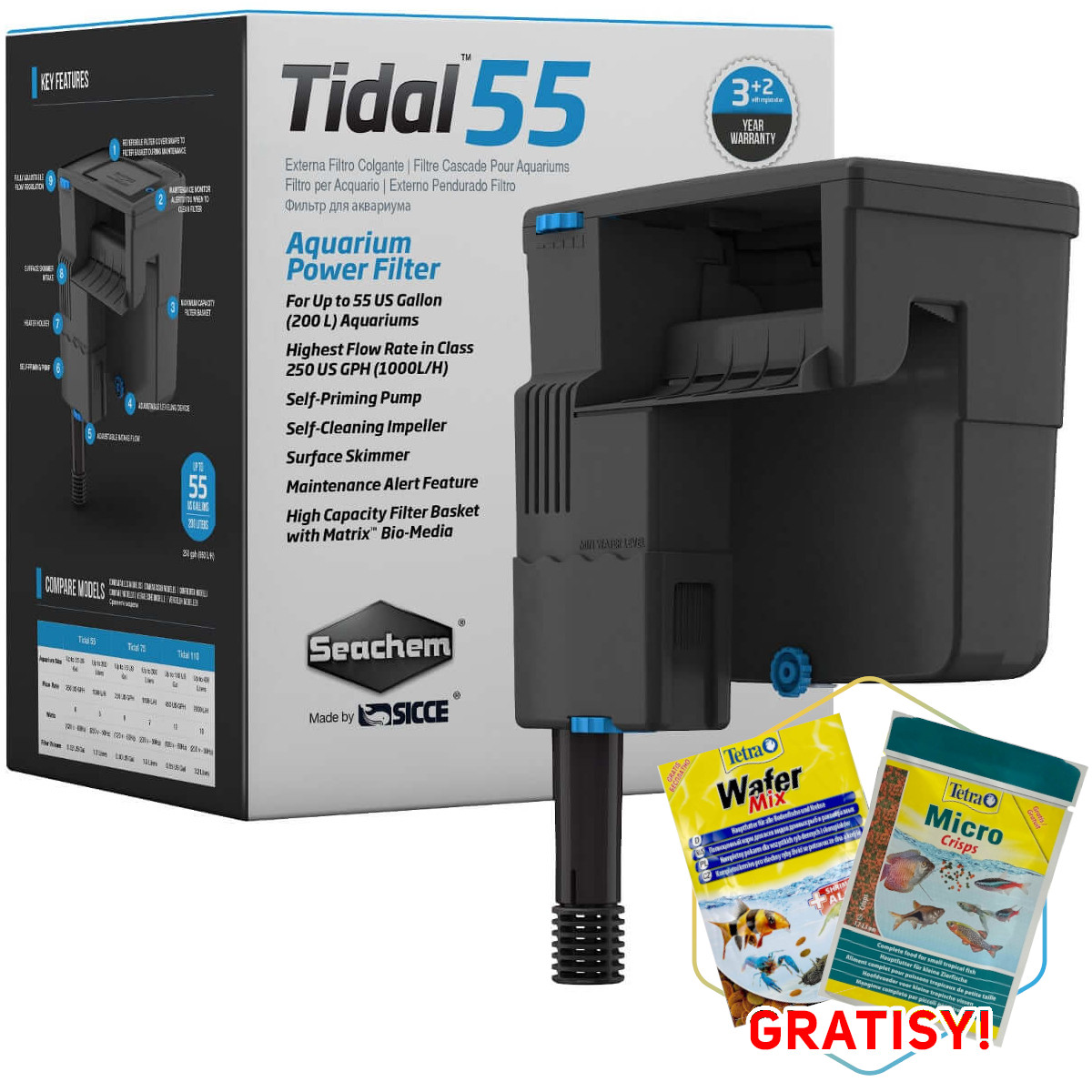 Seachem Tidal 55 Filtr kaskadowy 1000l/h Matrix