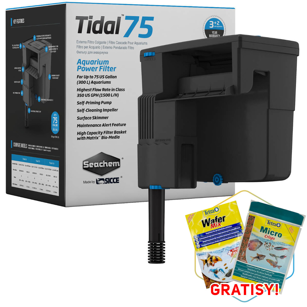 Seachem Tidal 75 Filtr kaskadowy 1500l/h Matrix