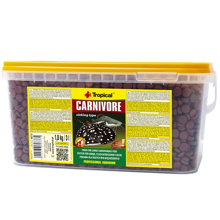 Tropical Carnivore 3L- 1,8kg Pokarm dla ryb mięsożernych