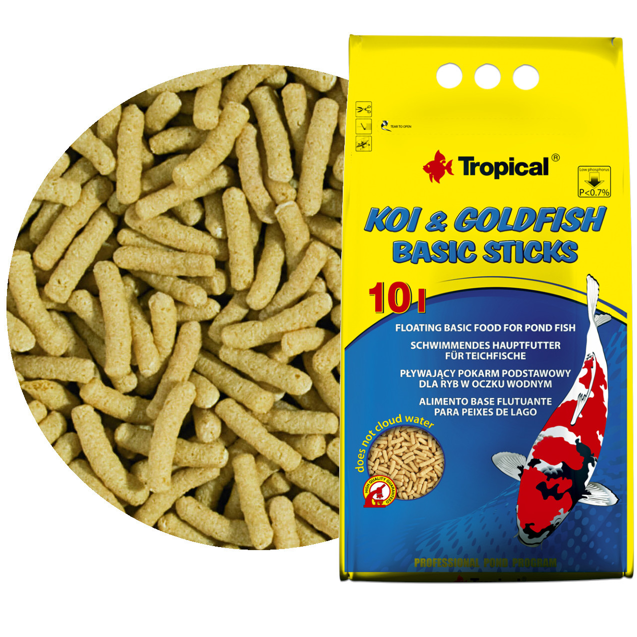 Tropical Koi&Goldfish Basic Sticks 10L - 800g Pokarm dla karpi koi