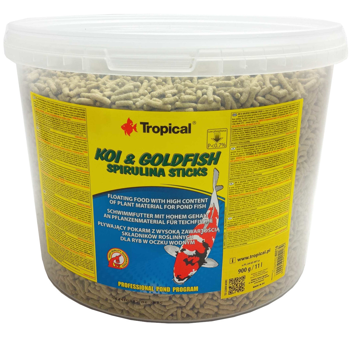 Tropical Koi&Goldfish Spirulina Sticks 11L - 900 g Pokarm dla ryb