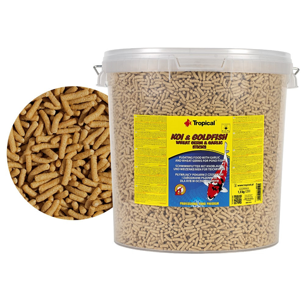Tropical Koi&Goldfish Wheat Germ&Garlic Sticks 21L / 1,6kg Pokarm dla ryb