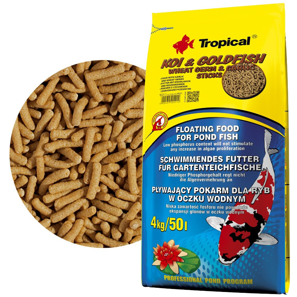Tropical Koi&Goldfish Wheat Germ&Garlic Sticks 50L / 4kg Pokarm dla ryb