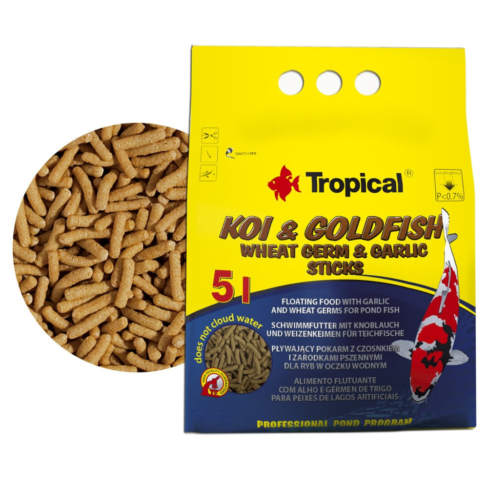 Tropical Koi&Goldfish Wheat Germ&Garlic Sticks 5L / 400g Pokarm dla ryb